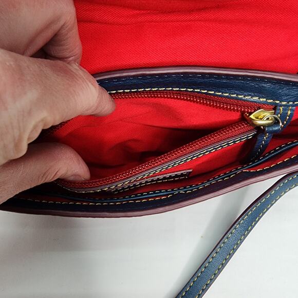 Dooney & Bourke Leather Slate Blue Crossbody Saddle Bag/ Purse Adjustable Strap - Picture 12 of 16